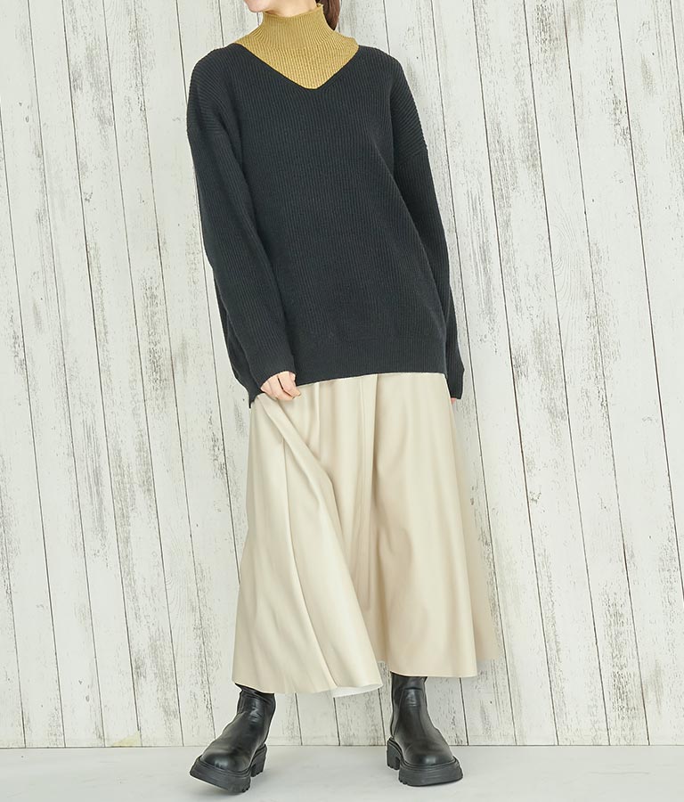 フェイクレザー フレア スカート 151-5512