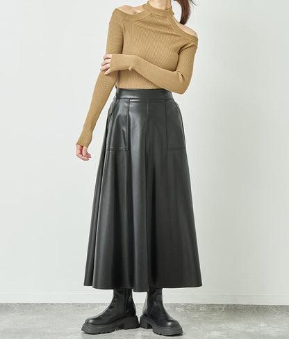 フェイクレザー フレア スカート 151-5512