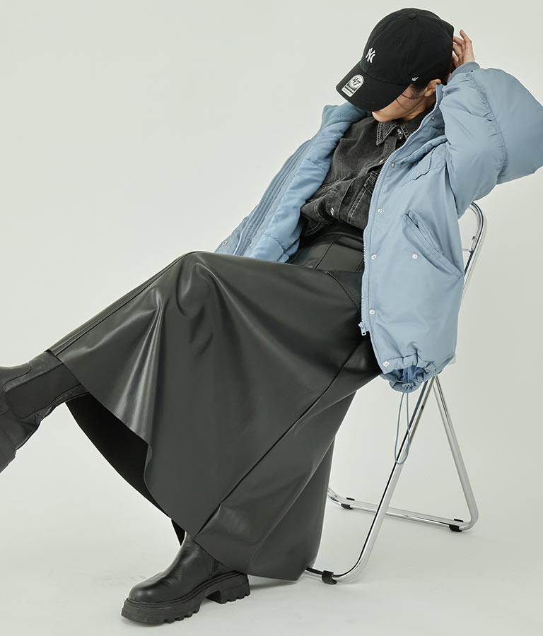 フェイクレザー フレア スカート 151-5512