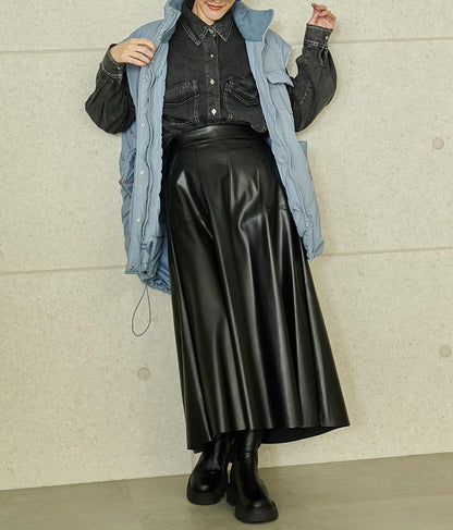 フェイクレザー フレア スカート 151-5512
