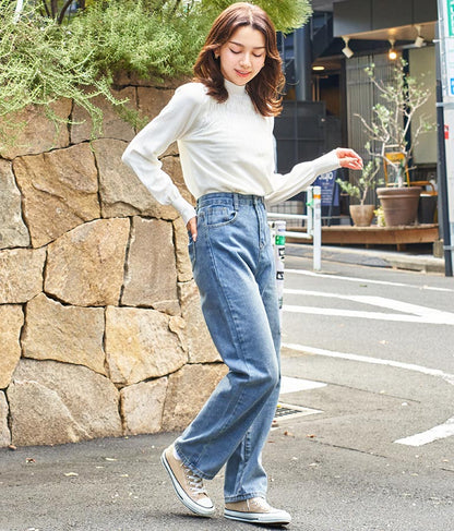 シャーリング デザイン パフスリーブ ニット トップス 長袖 553-5860