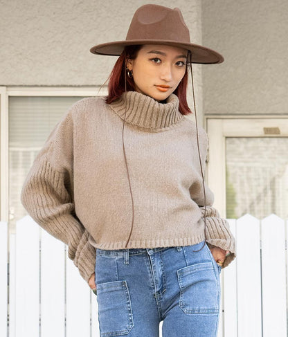 オフタートル クロップド 起毛 ニット トップス 853-5711