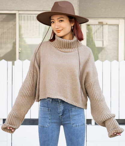 オフタートル クロップド 起毛 ニット トップス 853-5711