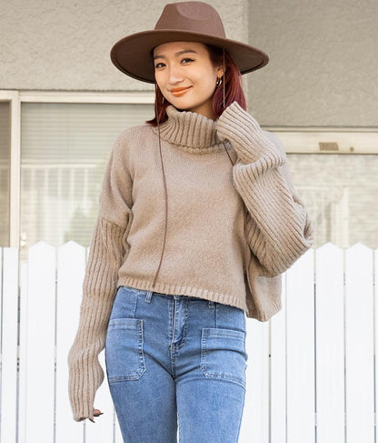 オフタートル クロップド 起毛 ニット トップス 853-5711