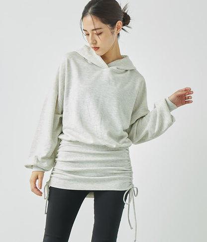 サイドギャザー裏毛スウェットパーカーワンピース 797-9046