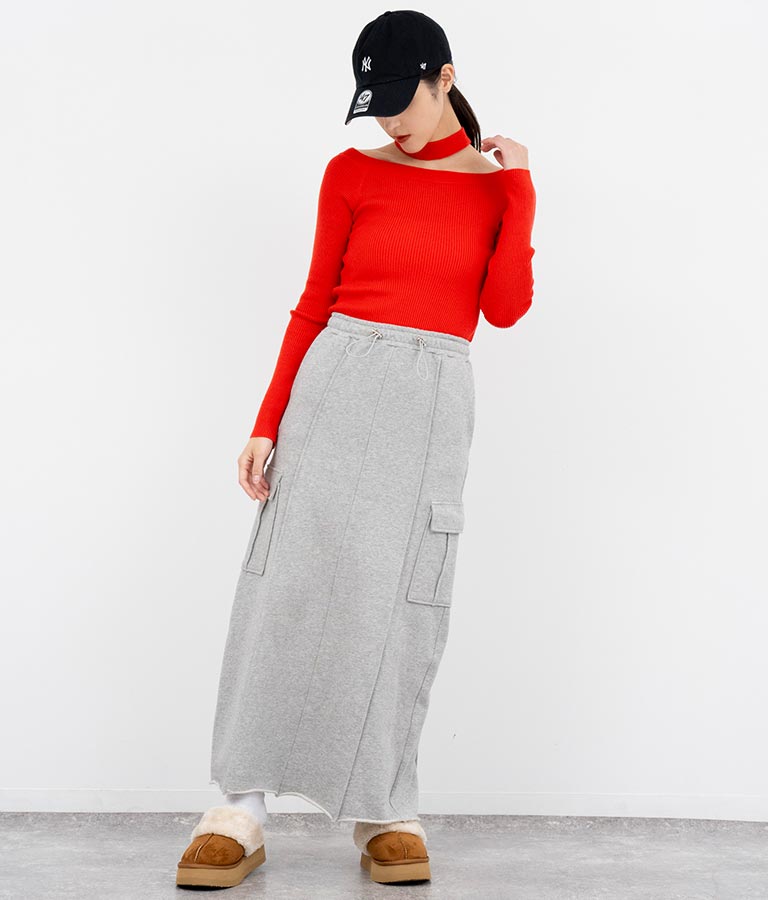 裏毛スウェットカーゴスカート 791-9002