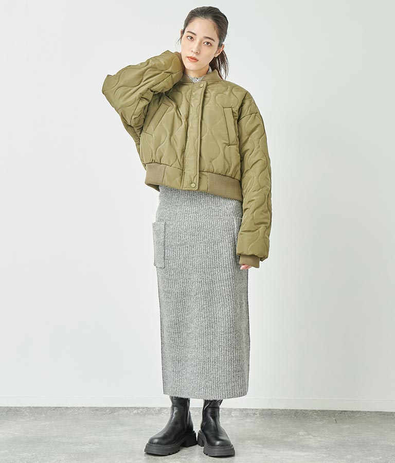 ブークレ ニット スカート 【セットアップ着用可】 791-9076