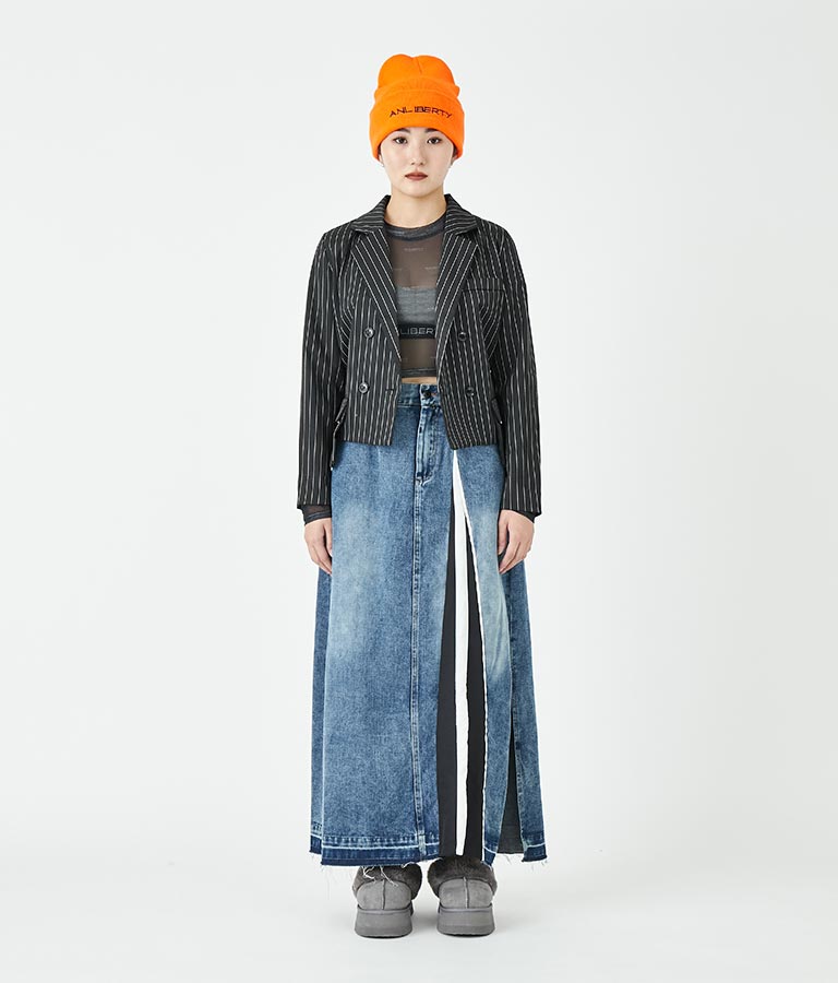 ピンストライプ クロップド ジャケット 30-4091
