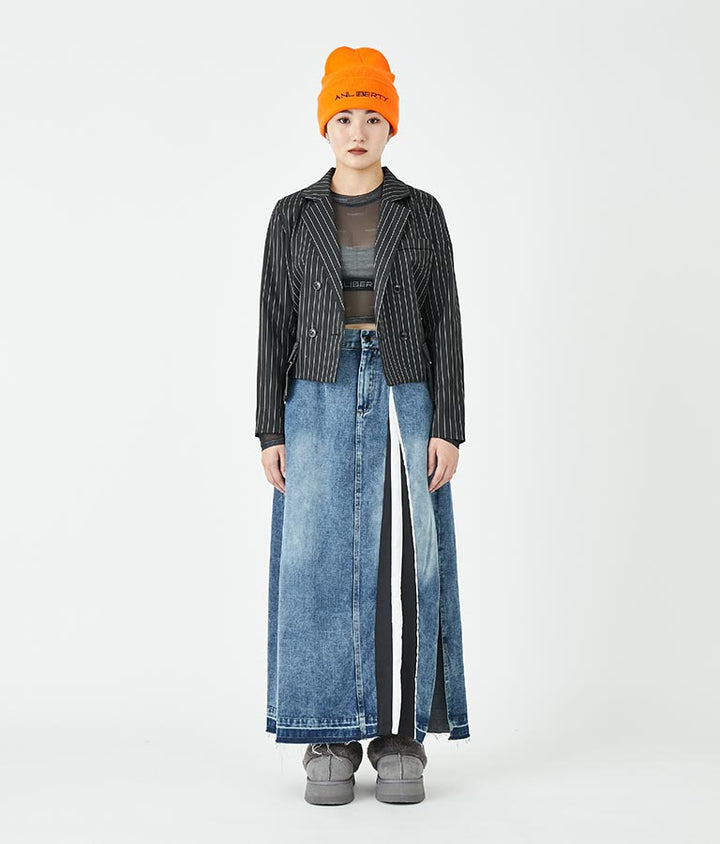 ピンストライプ クロップド ジャケット 30-4091