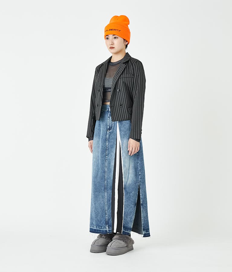 ピンストライプ クロップド ジャケット 30-4091