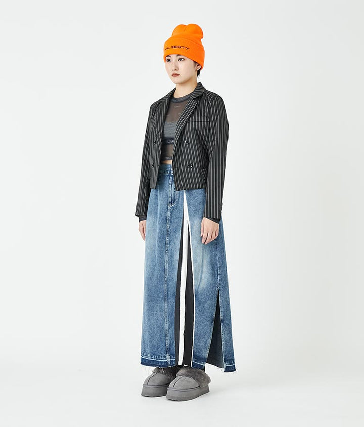 ピンストライプ クロップド ジャケット 30-4091
