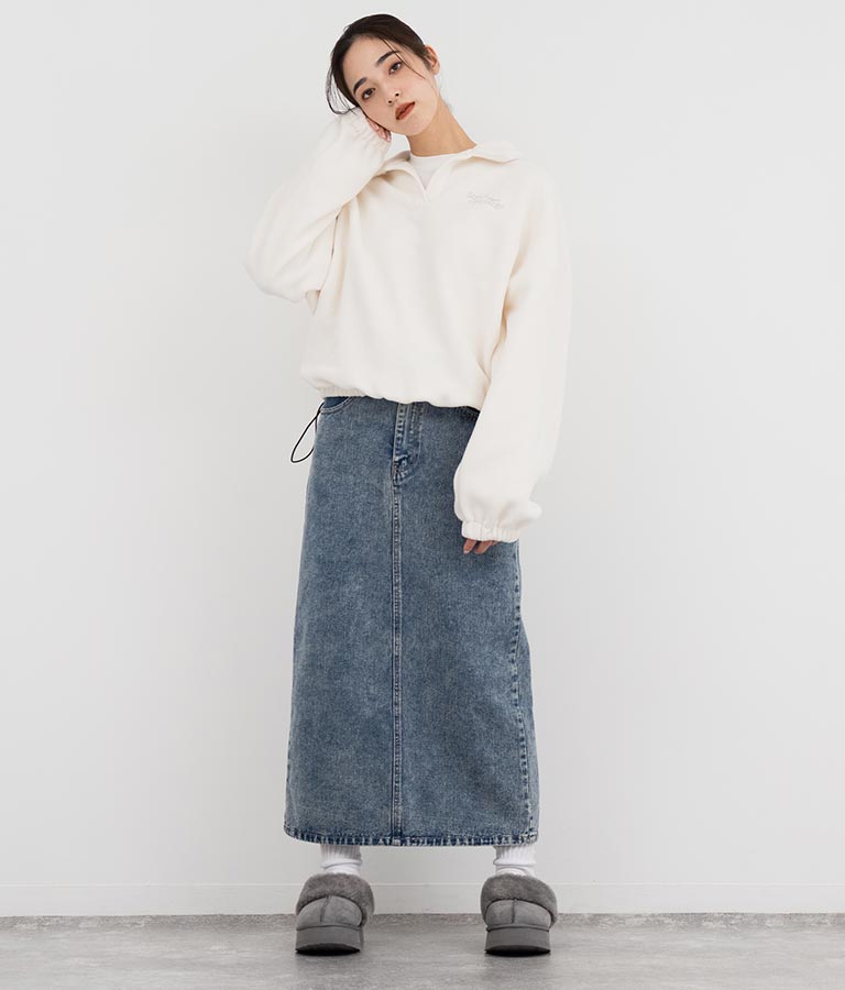 英字刺繍 スキッパー フリース トップス【別売りSETUP】 793-9055