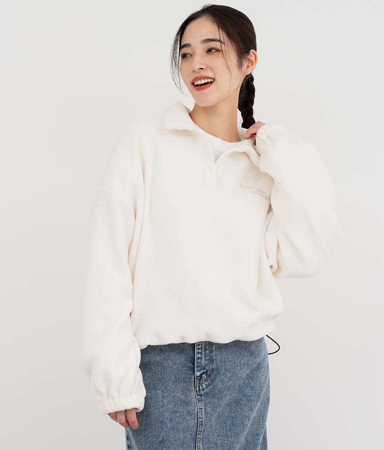 英字刺繍 スキッパー フリース トップス【別売りSETUP】 793-9055