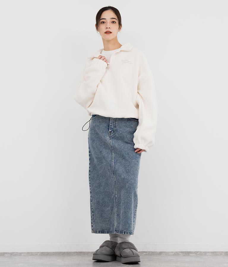 英字刺繍 スキッパー フリース トップス【別売りSETUP】 793-9055