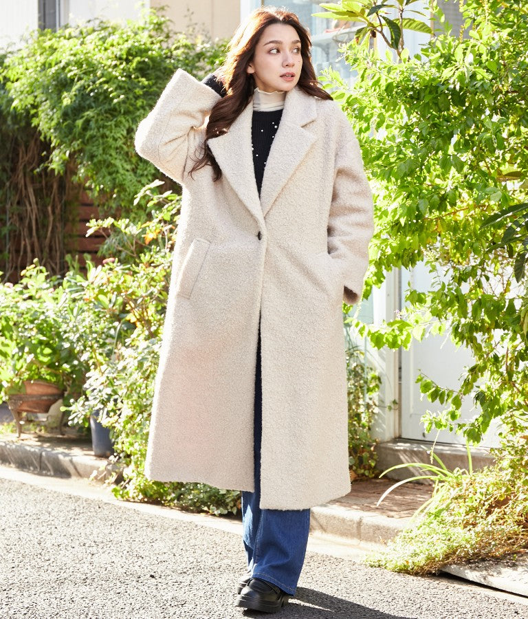 リングボア テーラード ロング コート 526-6712