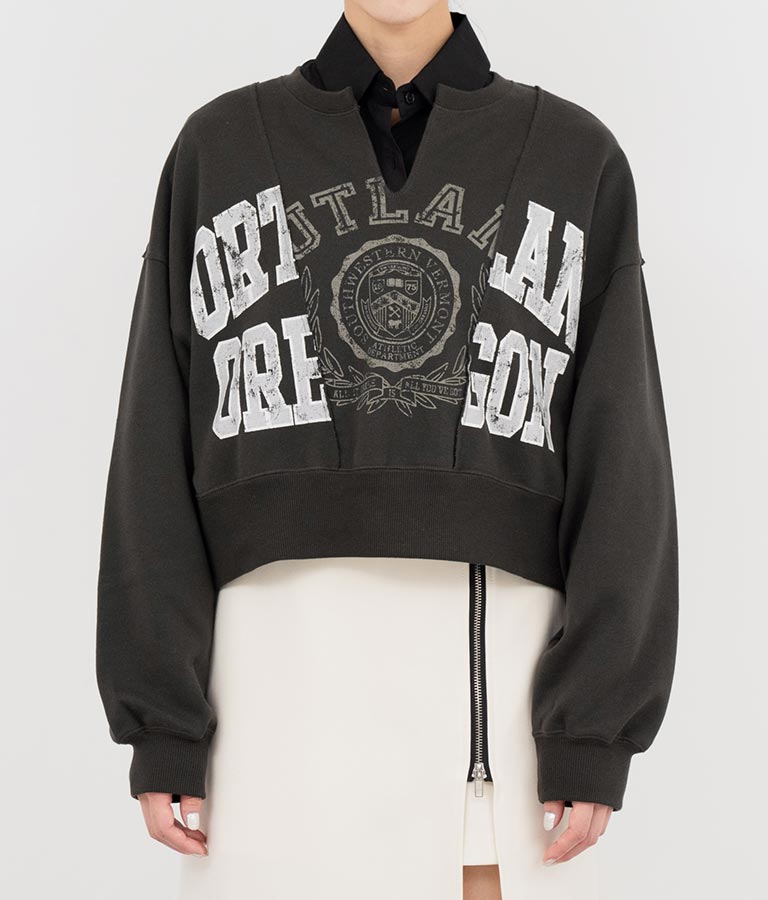 キーネック リメイク デザイン 裏毛 スウェット トレーナー 793-9100