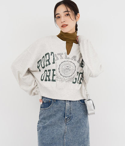 キーネック リメイク デザイン 裏毛 スウェット トレーナー 793-9100