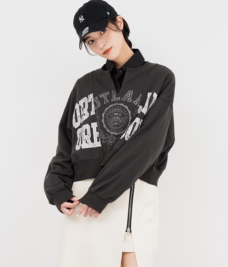 キーネック リメイク デザイン 裏毛 スウェット トレーナー 793-9100