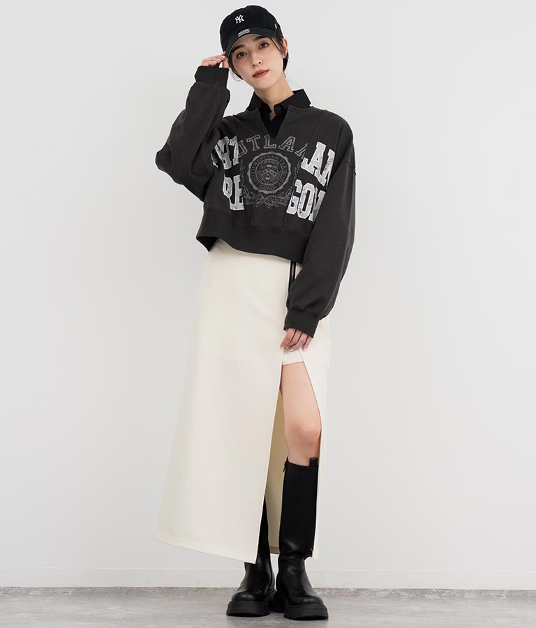 キーネック リメイク デザイン 裏毛 スウェット トレーナー 793-9100