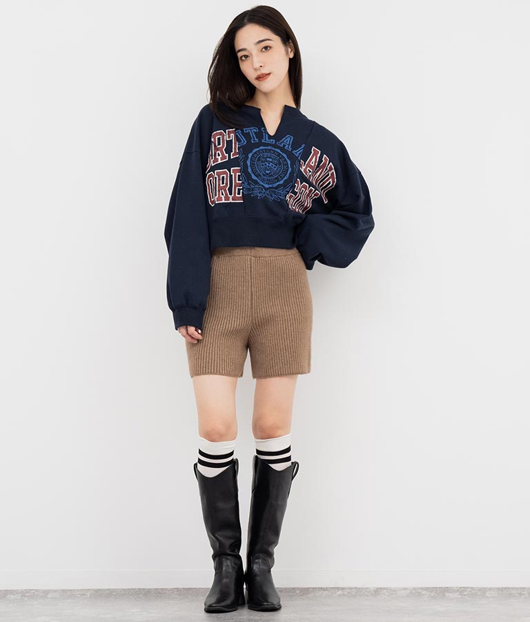 キーネック リメイク デザイン 裏毛 スウェット トレーナー 793-9100