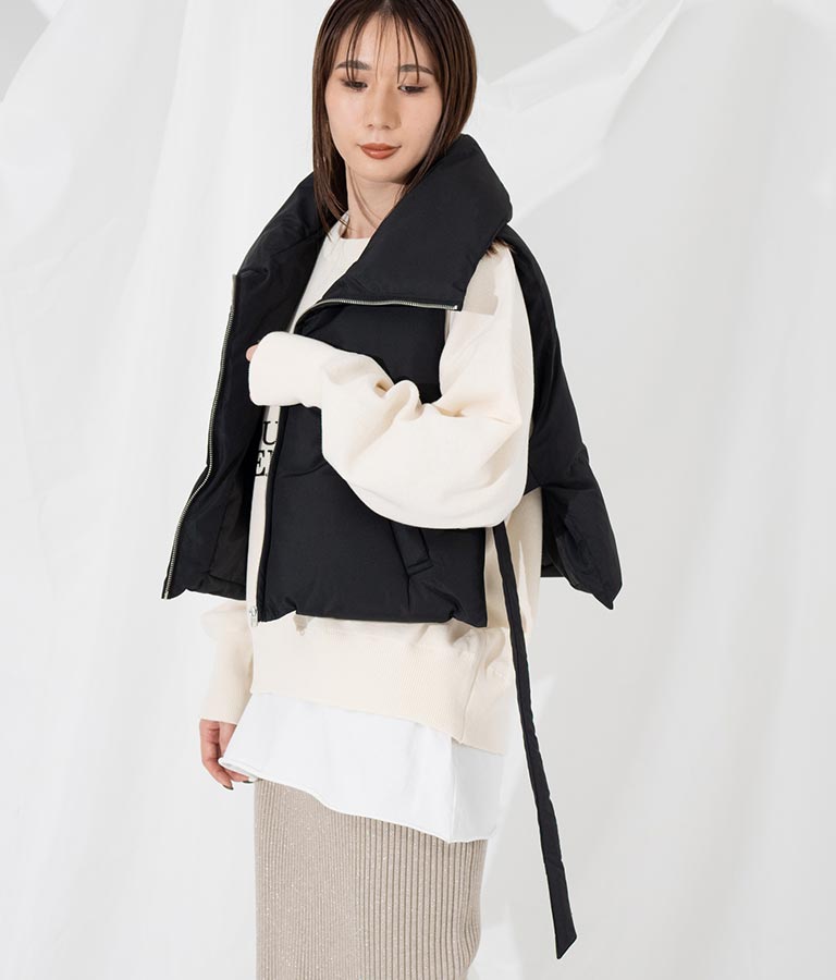 サイドオープン ファイバー ダウン ショート ベスト ジレ 365-9291