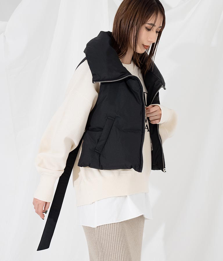 サイドオープン ファイバー ダウン ショート ベスト ジレ 365-9291