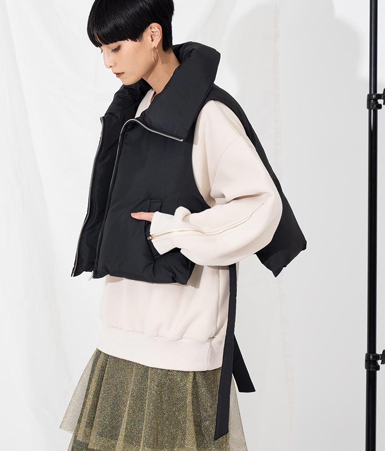 サイドオープン ファイバー ダウン ショート ベスト ジレ 365-9291