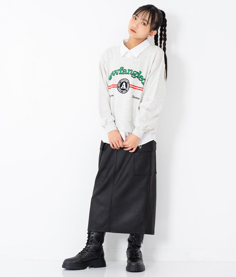 フェイクレザー カーゴ ロング スカート 911-7347