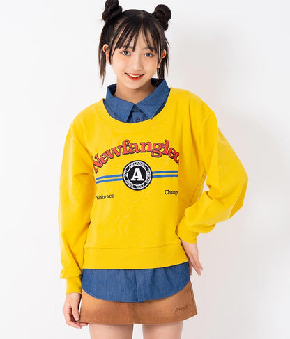 シャツフェイク レイヤード 裏毛 スウェット トレーナー 913-7354