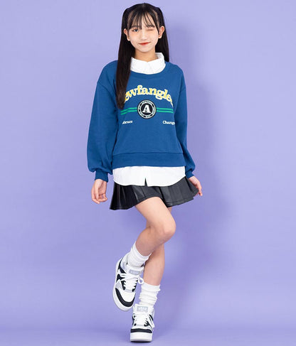 シャツフェイク レイヤード 裏毛 スウェット トレーナー 913-7354