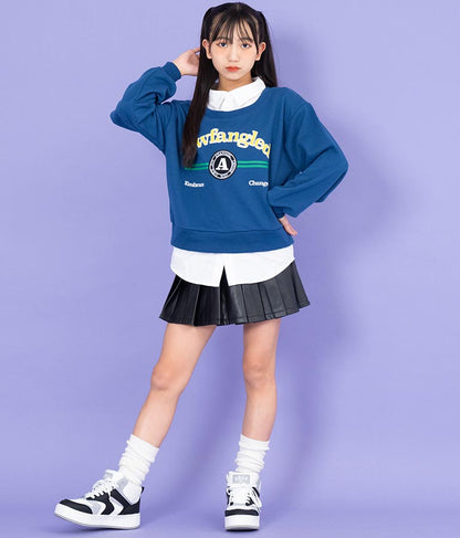 シャツフェイク レイヤード 裏毛 スウェット トレーナー 913-7354