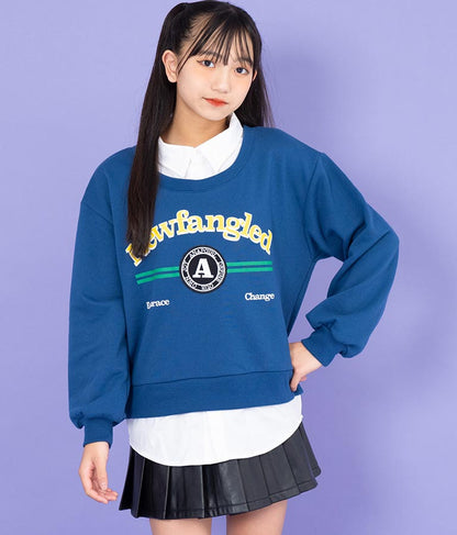 シャツフェイク レイヤード 裏毛 スウェット トレーナー 913-7354