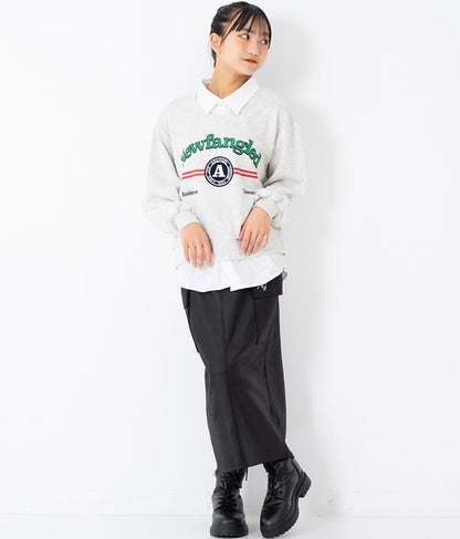 シャツフェイク レイヤード 裏毛 スウェット トレーナー 913-7354