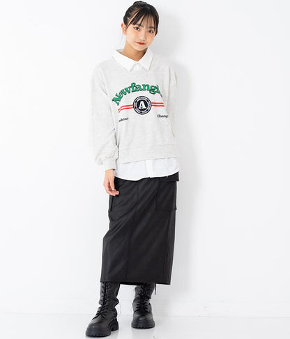 シャツフェイク レイヤード 裏毛 スウェット トレーナー 913-7354