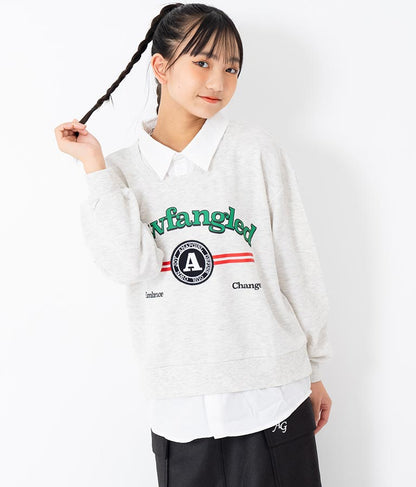 シャツフェイク レイヤード 裏毛 スウェット トレーナー 913-7354