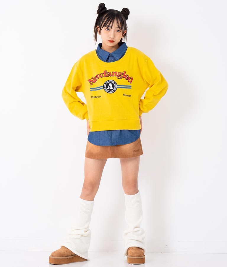 シャツフェイク レイヤード 裏毛 スウェット トレーナー 913-7354