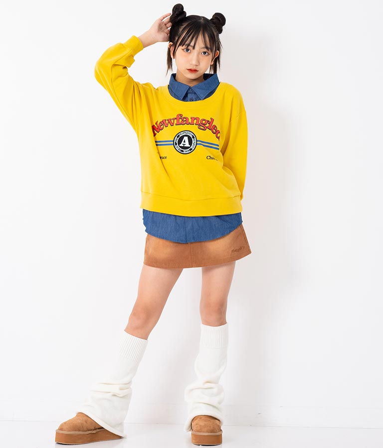 シャツフェイク レイヤード 裏毛 スウェット トレーナー 913-7354