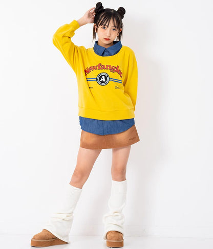 シャツフェイク レイヤード 裏毛 スウェット トレーナー 913-7354