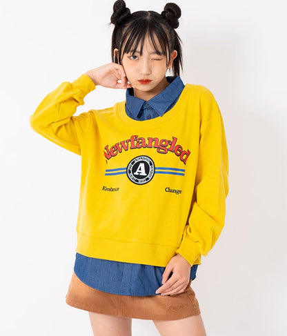 シャツフェイク レイヤード 裏毛 スウェット トレーナー 913-7354