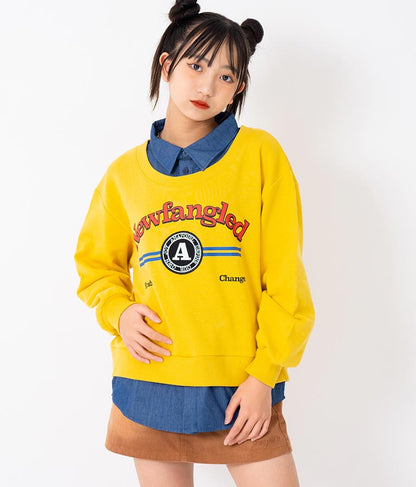 シャツフェイク レイヤード 裏毛 スウェット トレーナー 913-7354