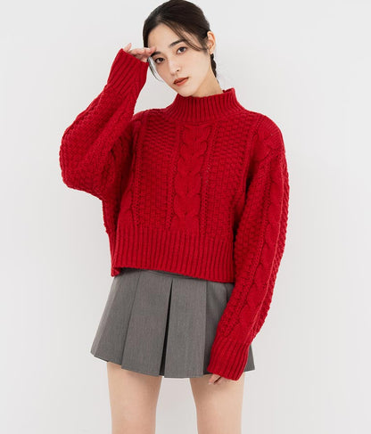 ケーブル編み ハイネック ニット トップス 793-9102