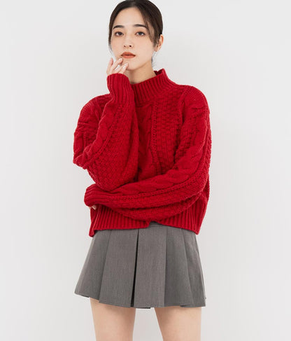 ケーブル編み ハイネック ニット トップス 793-9102