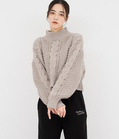 ケーブル編み ハイネック ニット トップス 793-9102