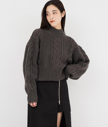 ケーブル編み ハイネック ニット トップス 793-9102