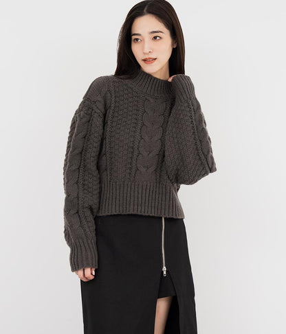ケーブル編み ハイネック ニット トップス 793-9102
