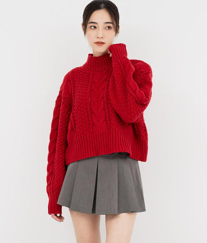 ケーブル編み ハイネック ニット トップス 793-9102