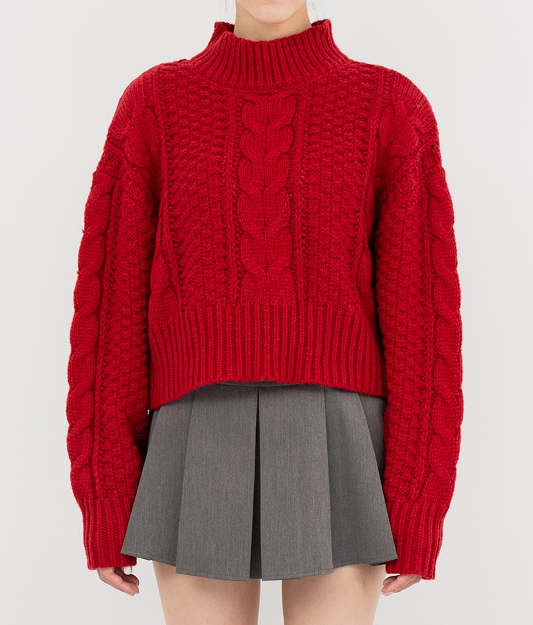 ケーブル編み ハイネック ニット トップス 793-9102