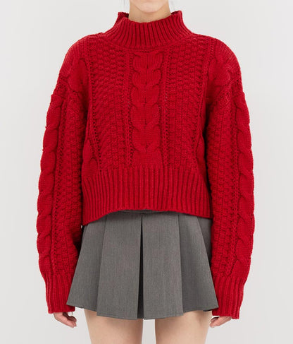 ケーブル編み ハイネック ニット トップス 793-9102