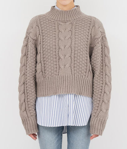 ケーブル編み ハイネック ニット トップス 793-9102