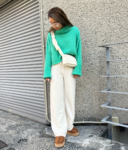 オフタートル クロップド 起毛 ニット トップス 853-5711